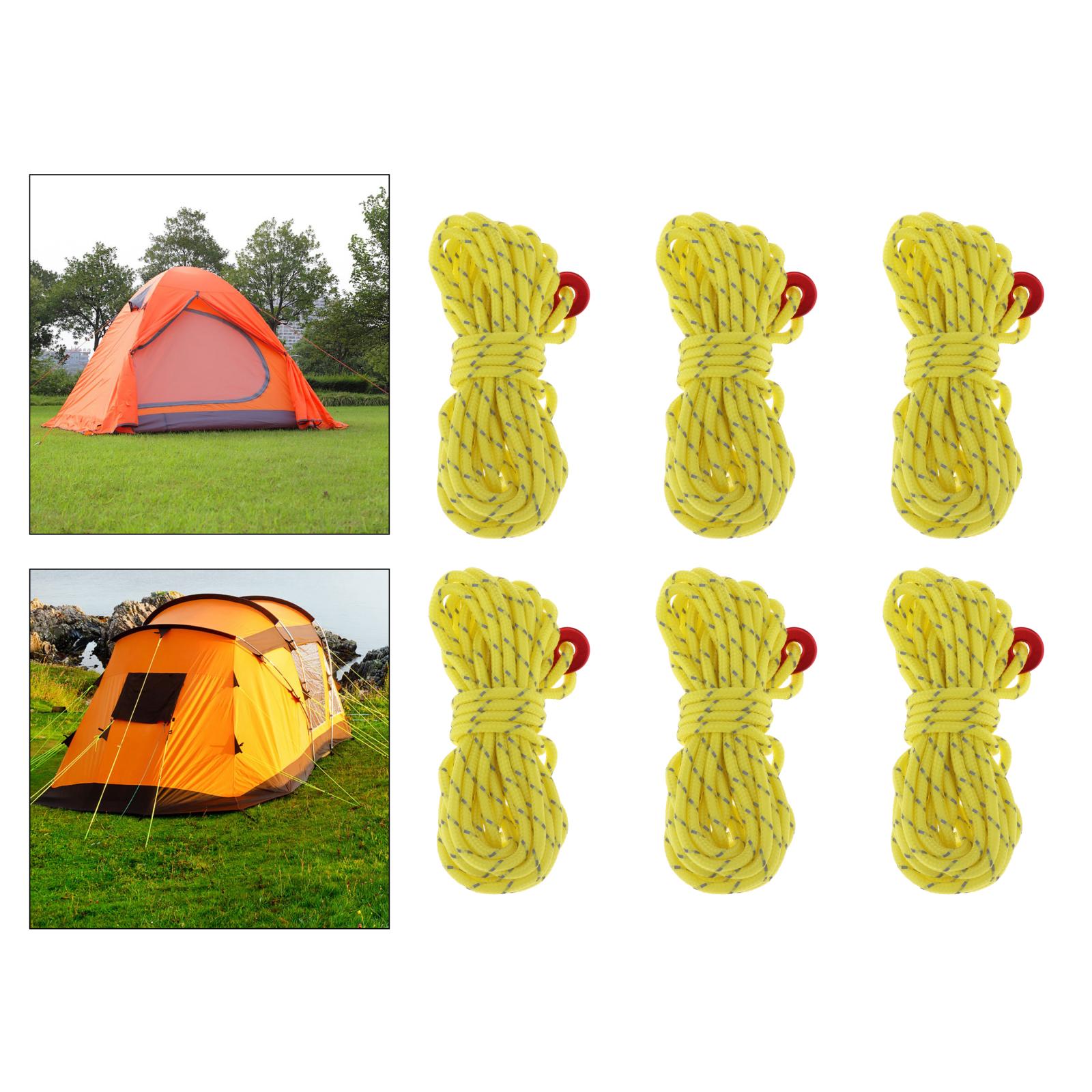 6Pcs Reflecterende Paracord Touw Dia.4mm Voor Survival Parachute Cord Lanyard Camping Klimmen Camping Touw Wandelen Waslijn: YELLOW