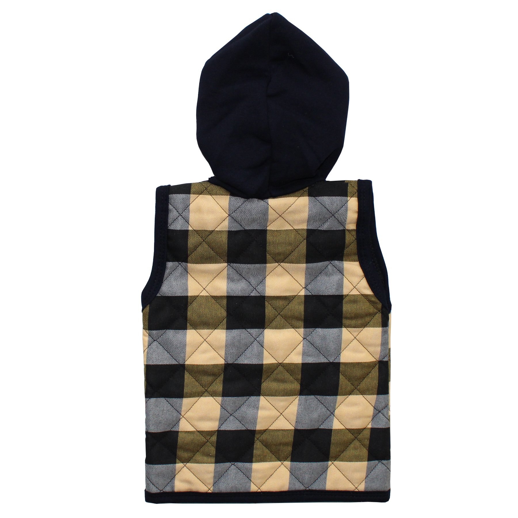 Plaid Geel Zwart Hooded Baby Boy Vest