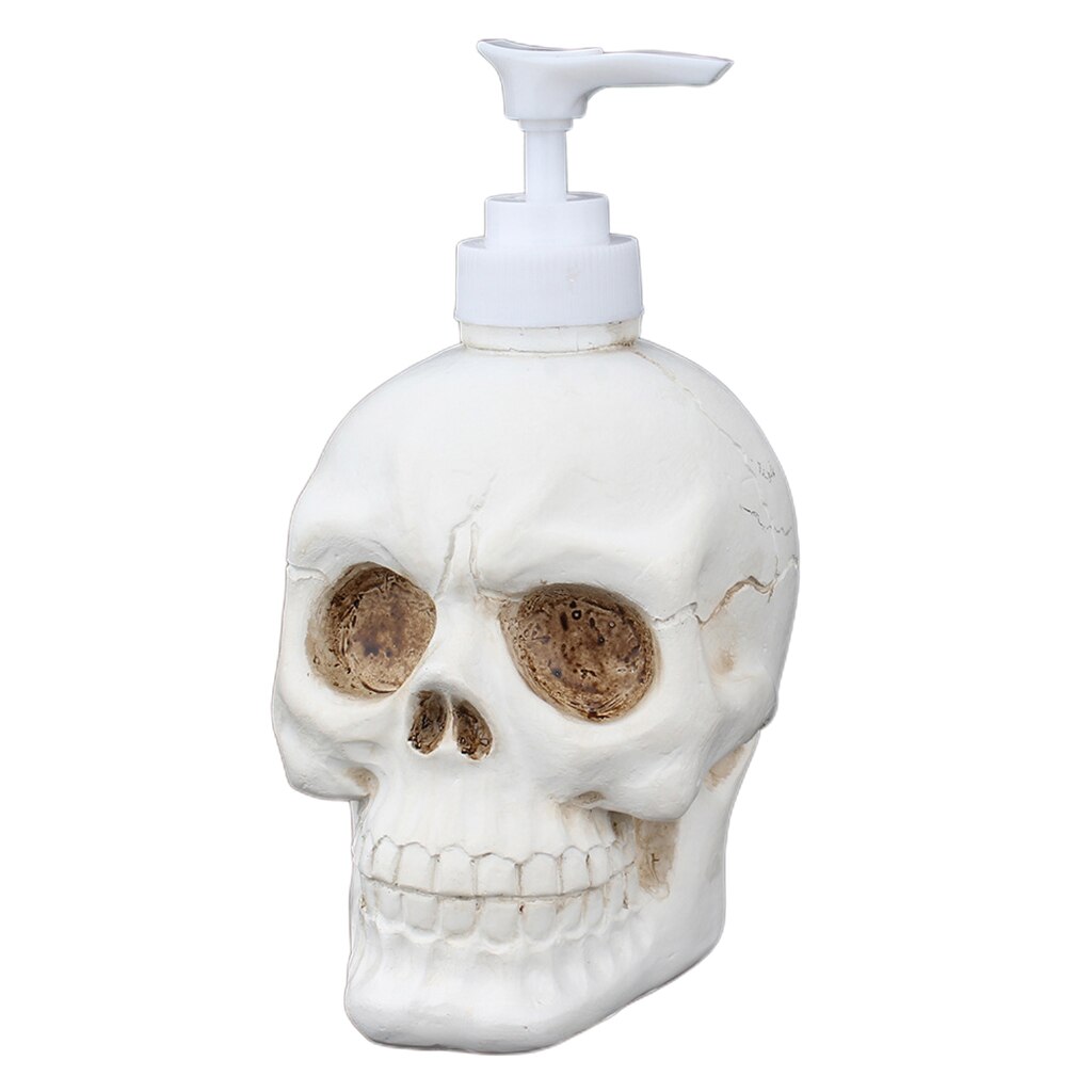 Gothique crâne savon distributeur blanc Halloween horreur squelette tête céramique bain cuisine décoration 350ML