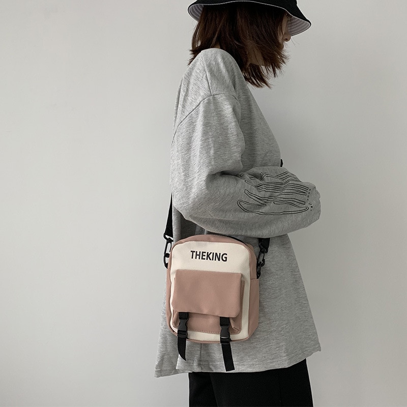 Canvas Crossbody Bags for Women Korea Small Shoulder Bag Cute Girls Student Mini Messenger Bag Purse Phone Bag Handbag