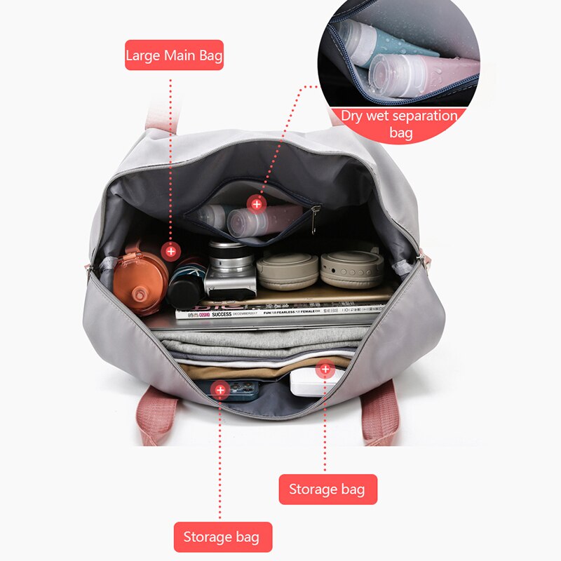 Large capacity foldable travel bag for women, multi-functional waterproof duffle bag, unisex sports gym handbag, storage tote bag