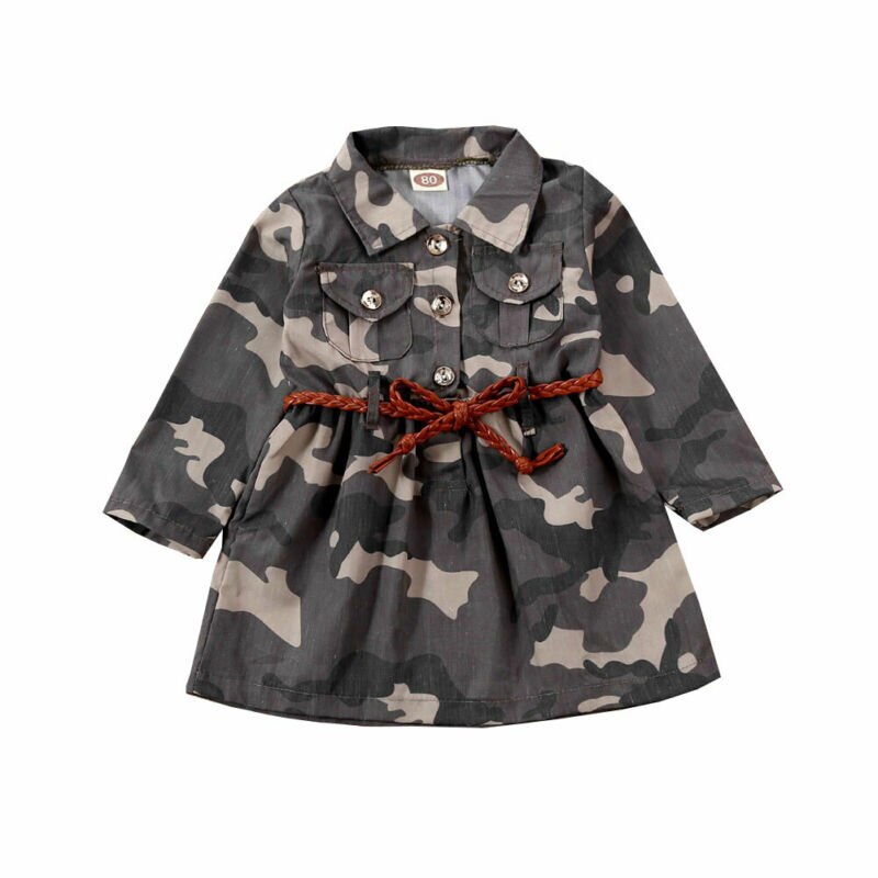 Infant Baby Boy Girl Long Sleeve Camouflage Trench Coat + Belt Summer Clothes: 24M