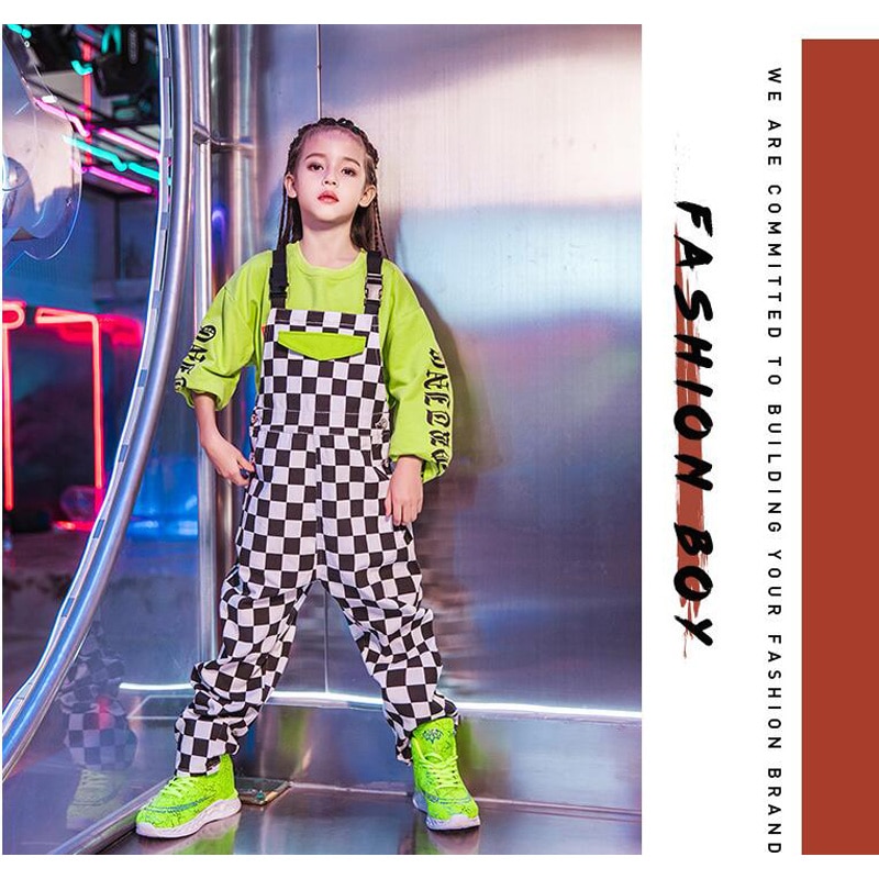 Crianças roupas de dança jazz ballroom dance festival trajes moletom tops calças hip hop trajes para meninas mostrar roupa de palco