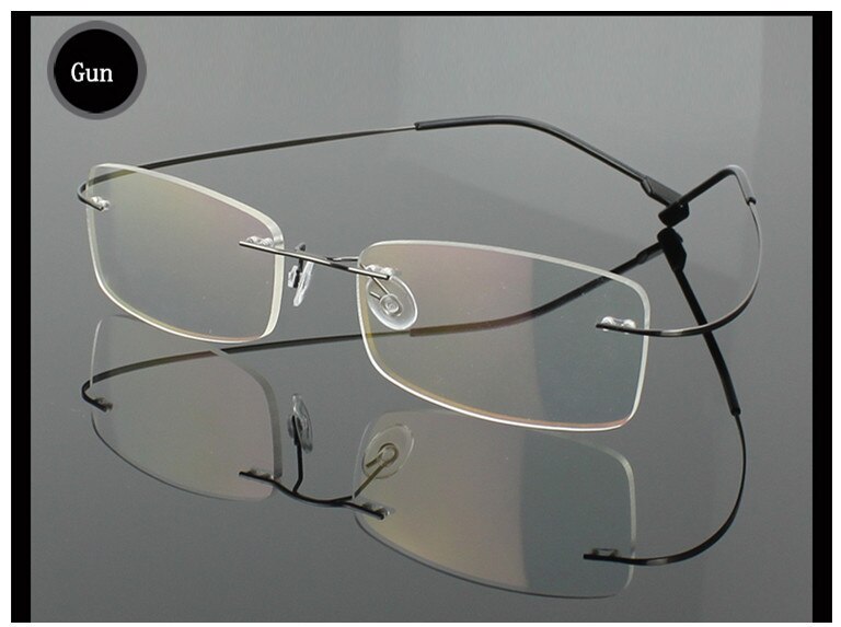 9 Colors Lightest Optical glasses Memory Titanium Alloy Rimless Frame Myopia Prescription Glasses 1.56 1.61 Progressive Lenses: Gun