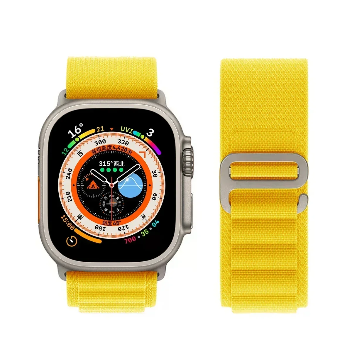 Alpine loop Strap for Apple watch Ultra 2 Band 46mm 40mm 45mm 41mm 38mm 42mm 49mm bracelet iWatch series 10 9 8 7 6 5 4 se Bands: M / Yellow