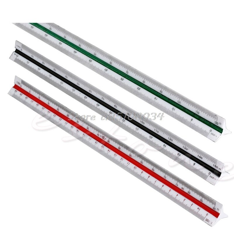 300mm 1:150 1:200 1:250 Triangular Metric Scale Ruler For Engineer Multicolor S08