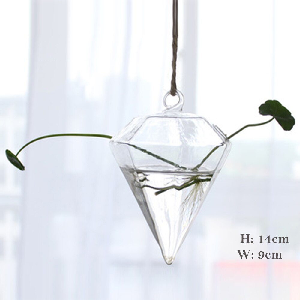 1Pcs Hanging Glass Vase Transparent Hydroponic Container Terrarium Flower Plant Pot Garden Home Wedding Decoration: 19