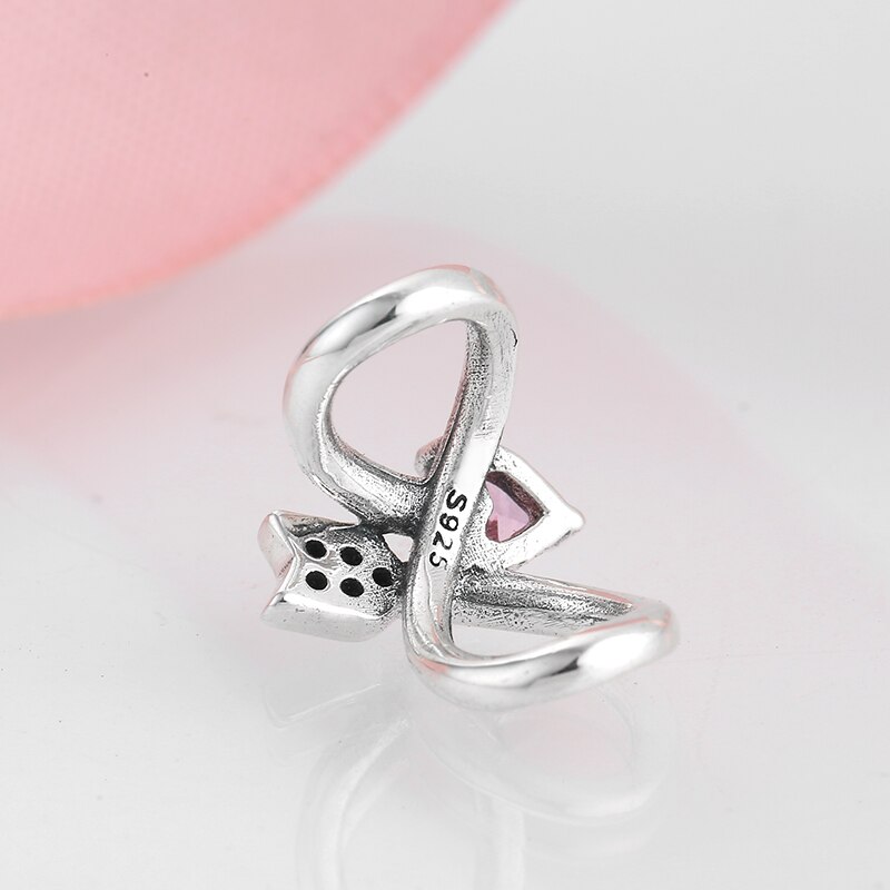 JIUHAO-pulsera de plata de ley 925 con corazones de zirconia cúbica, pulsera con abalorios originales