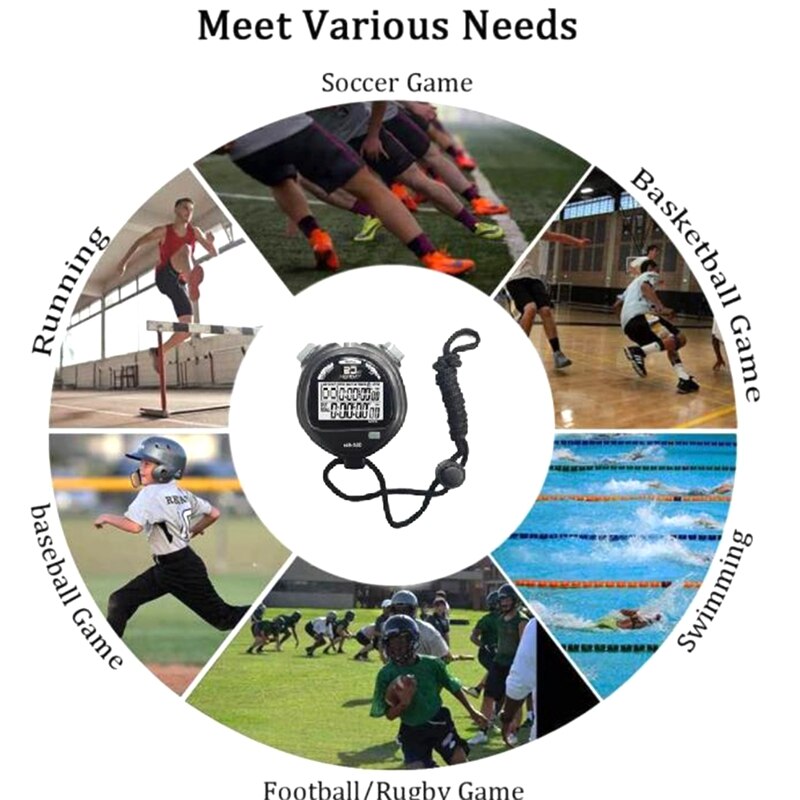 Sports Stopwatch Digital Sport Stopwatch Timer 2 Rows 20 Memory for Coaches Referee Equipment