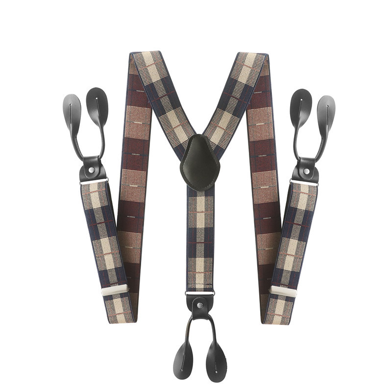 Bretelle Vintage ▾ da uomo di larghezza 3,5 cm con estremità a bottone in pelle PU nera rifinita con retrò a Y, bretelle elastiche regolabili per pantaloni, cintura