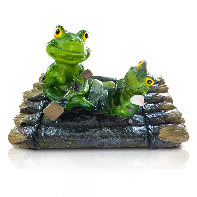 Statue de radeau flottant en résine de bambou, Statue de grenouille, Sculpture de canard, décoration d&#39;étang de jardin, maison, ornement de bureau: 5