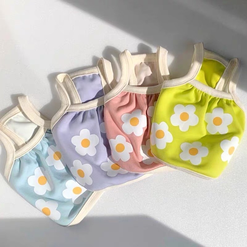Sommer blomst print tøj til hund skjorte tegneserie hunde tøj t-shirt vest til lille mellemstor hvalp yorkshire shih tzu udendørs