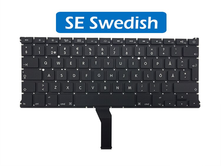 Laptop Replacement Keyboard KR Korean SE Swedish TH Thai Arabic Layout for Macbook Air 13" A1369 A1466 Keyboard Year: Swedish