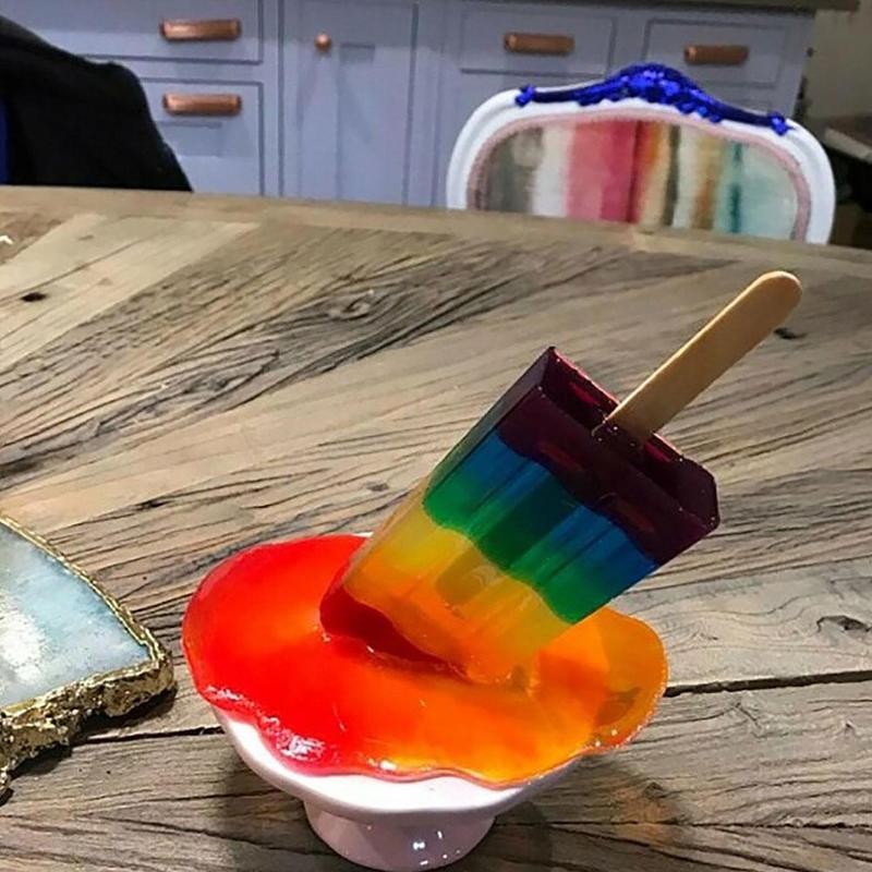 Is smältande istappar skulptur dekoration miniatyr harts hantverk popsicles glass tillbehör heminredning