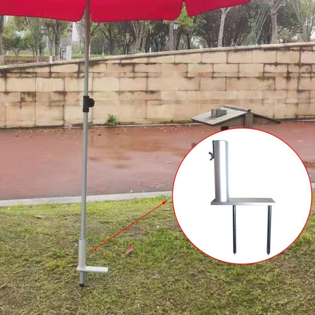 Sunshade Umbrella Stand Spike Parasol Ground Plug Metal Insert Plug for Summer Outdoor Fixed Sun Umbrella