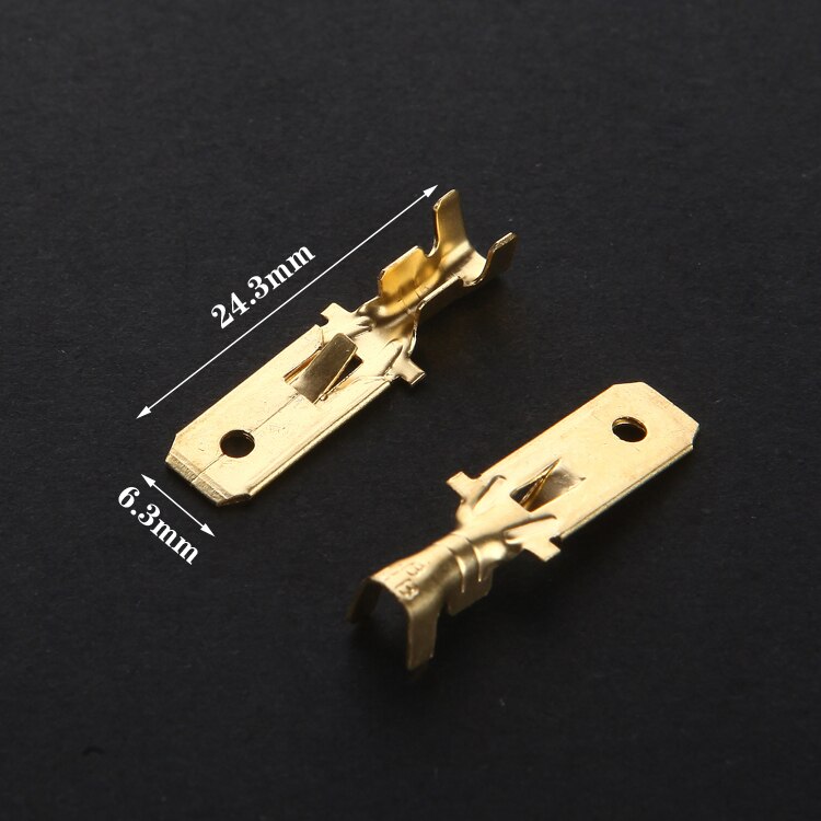 10pcs 6.3 plug spring connector piece line terminals insert spring male connector copper terminal 6.3*24.3mm