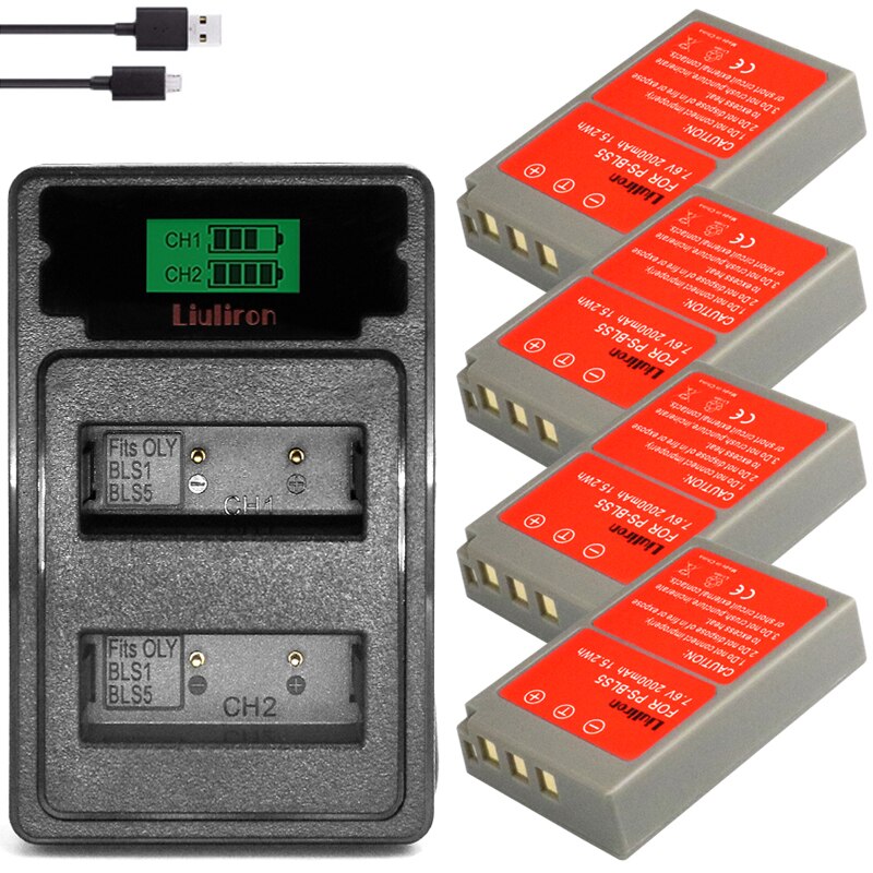 Batteria Fotocamera Batteria Per Fotocamera Olympus BLS-50 - 2 Pezzi Caricabatterie Doppio USB, Per OM-D E-M10 E Pen Batteria Ricambio Olympus - Foto 4