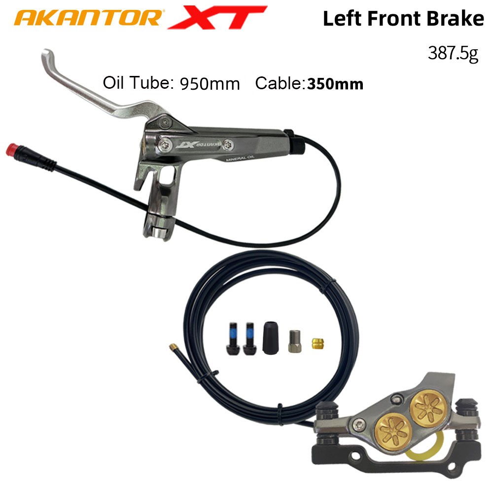Akantor freio a disco hidráulico de bicicleta elétrica de 4 pistões com sensor desligado 2 pinos e-bike scooter elétrico pressão de óleo: YELLOW