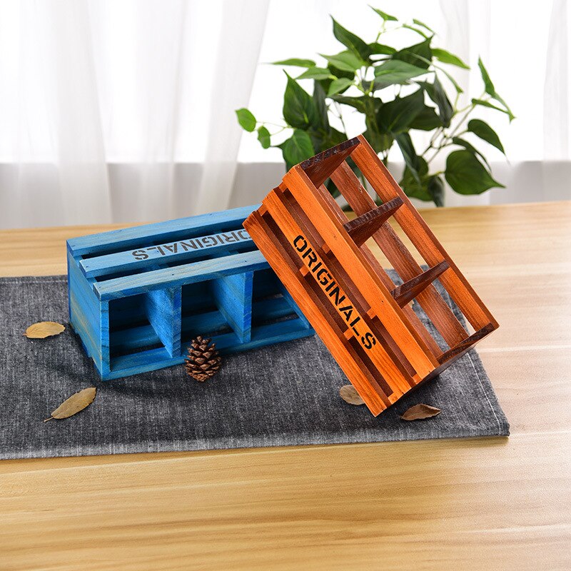 Solid Wood Desktop Tv Remote Control Storage Hollow Desk Pencil Holder Office School Desk Organizer Supplies