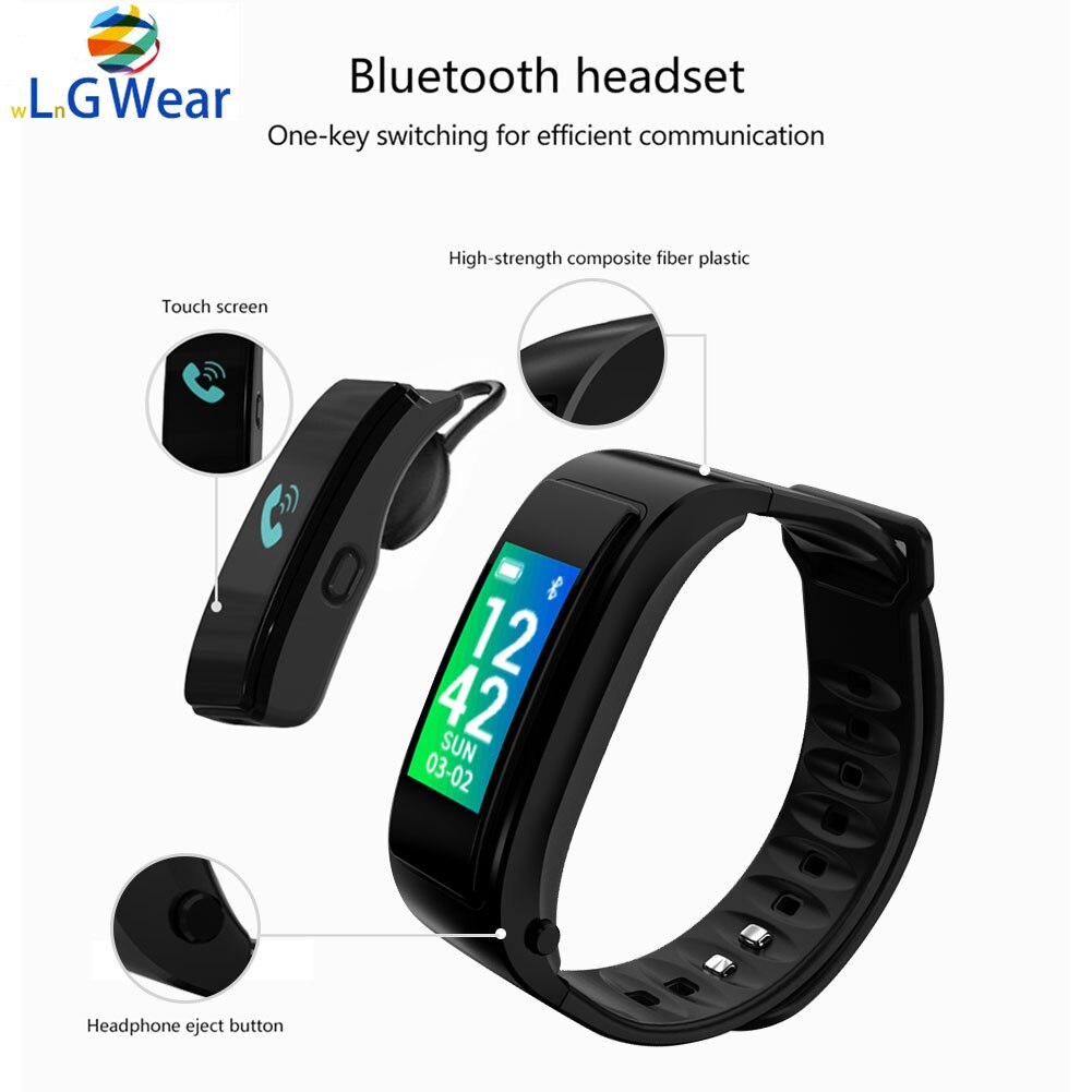 Smart Armband 2 in1 Talkband Draadloze Bluetooth headset Hoofdtelefoon Smart Horloge Stappenteller Fitness tracker sport Polsband