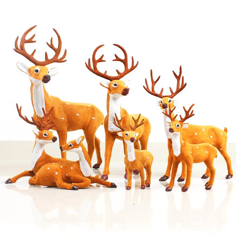 Simulación de Navidad de ciervo, reno, alce, miniaturas de jardín para el hogar, decoración