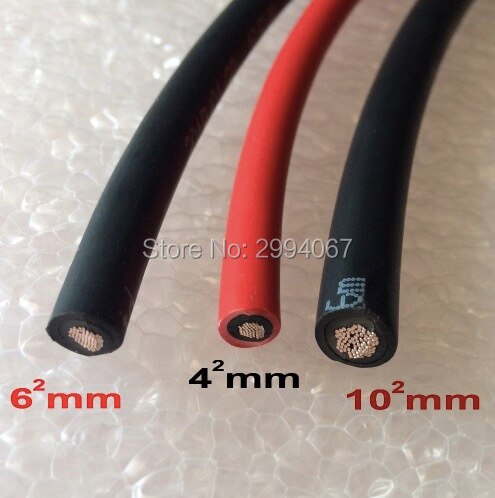 10AWG 6mm2 20m/15m/10m/5meter Solar PV Cable wire 6mm2 10AWG PV cable wire red and black cable XLPE jacket With TUV UL Approval