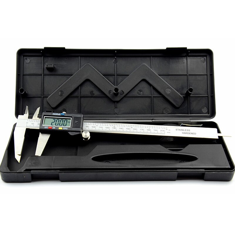 Calibrador Digital de acero inoxidable de 0-100mm, 4 pulgadas, mini calibrador vernier electrónico de bolsillo, calibrador deslizante de plástico, medidor de espesor de gema: 200mm