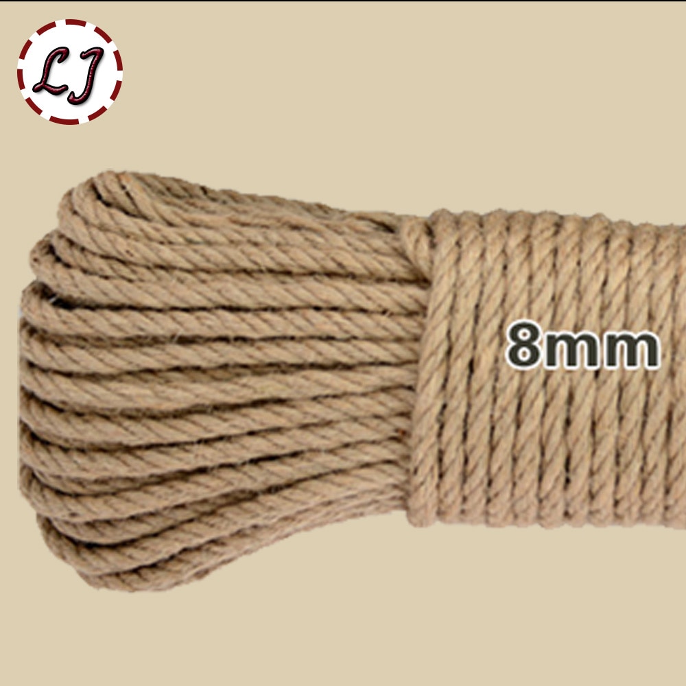 15meter/lot width 8mm Shabby Chic Natural Jute Twine Rustic String Cords Hemp rope Wrap Craft Making Decor Rope