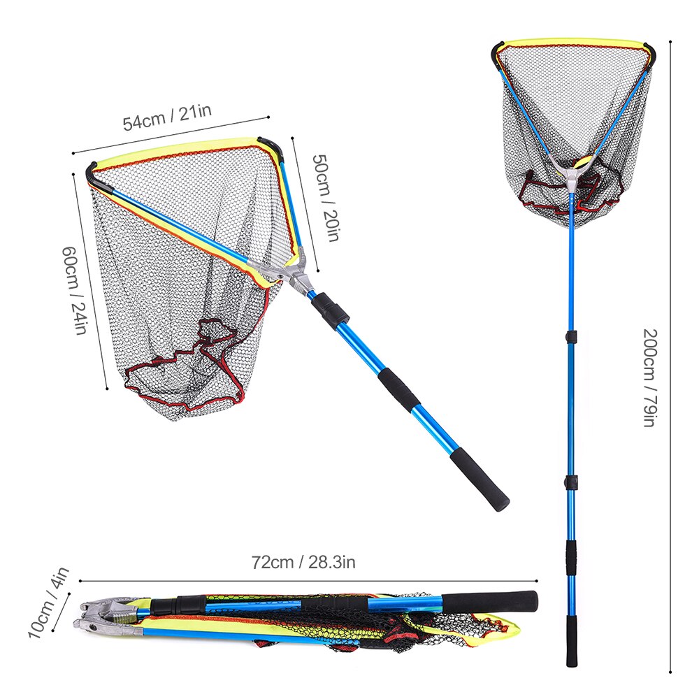 LEO 200cm / 79 Inch Telescopic Aluminum Fishing Landing Net Fish Net with Extending Telescoping Pole Handle Carp Fishing Tackle