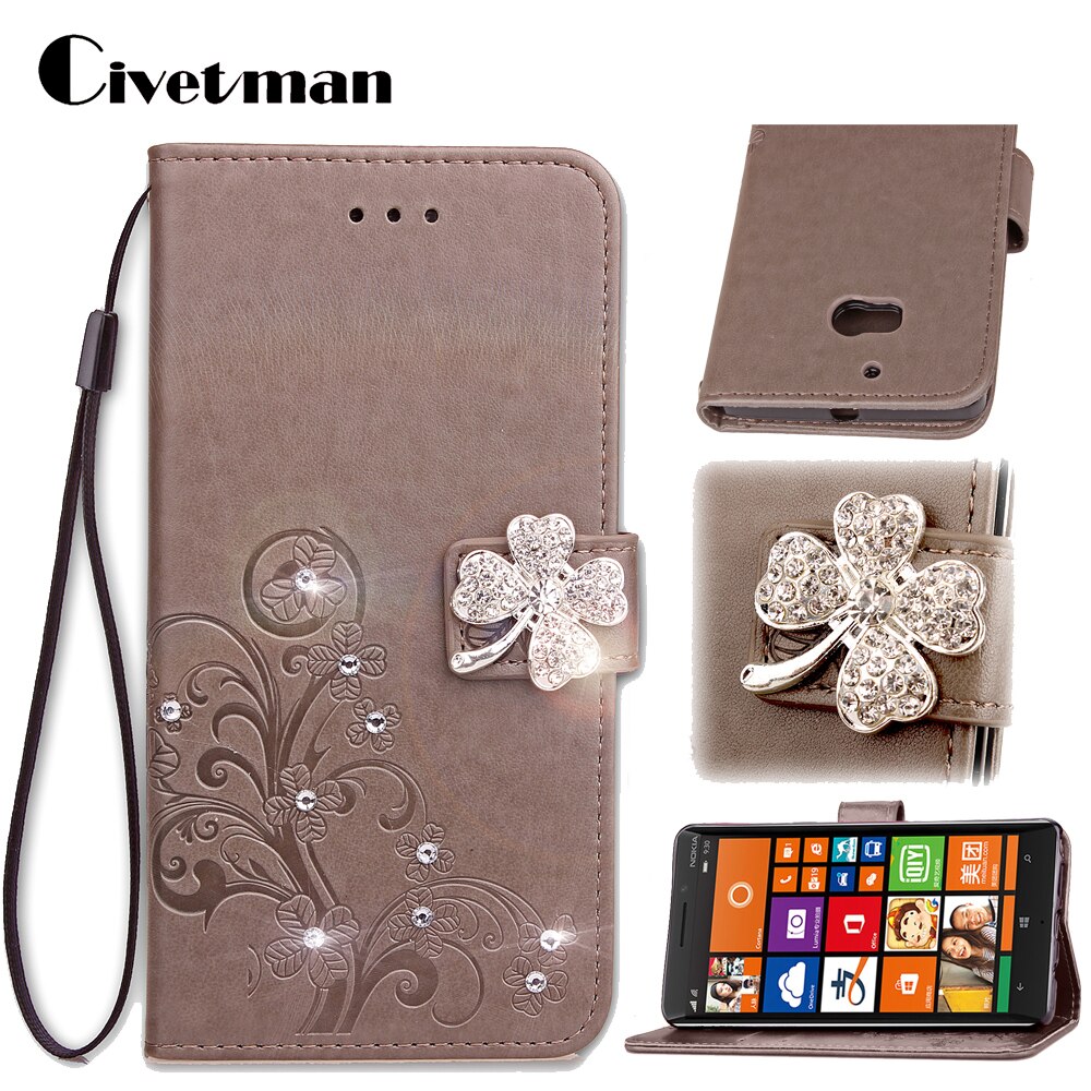 Abdeckung Telefonkasten Für Nokia Lumia 930 5,0 "N930 Flip Pu-leder TPU Shell Klee Diamant Stil Holster Tasche Kick High