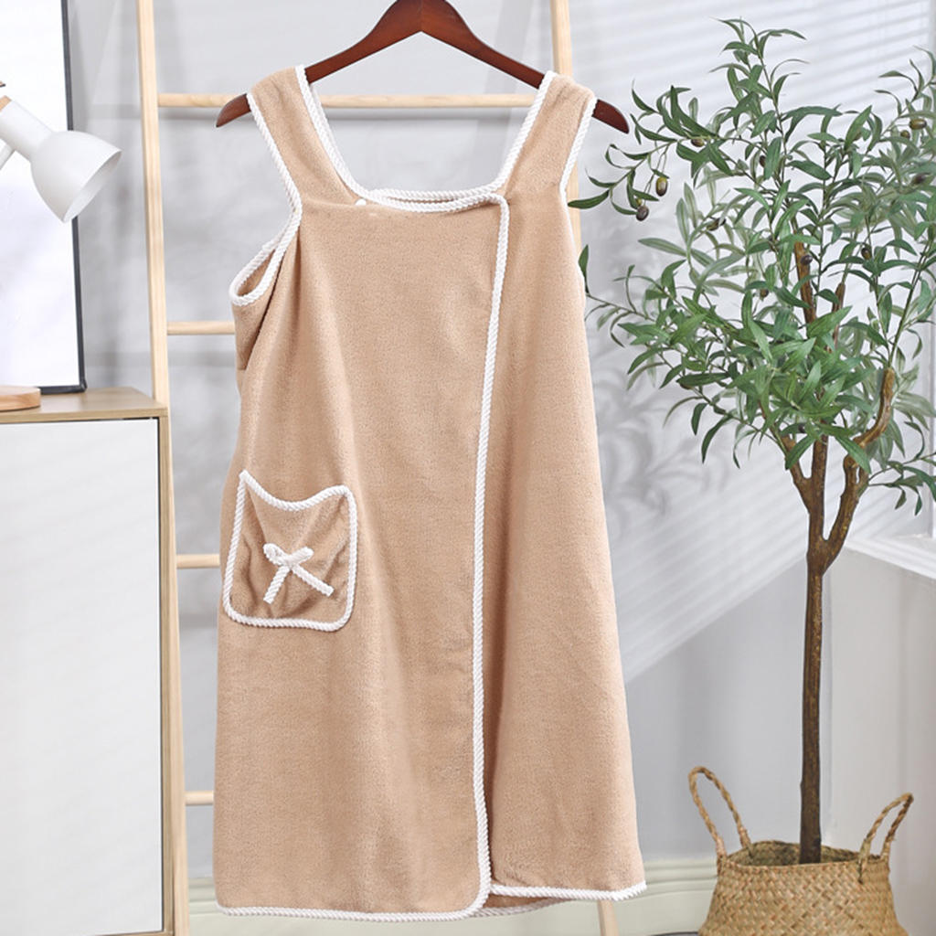 Damski szlafrok kąpielowy czepek ręcznikowy miękka, poręczna, chłonna spódnica kąpielowa: kawa 1