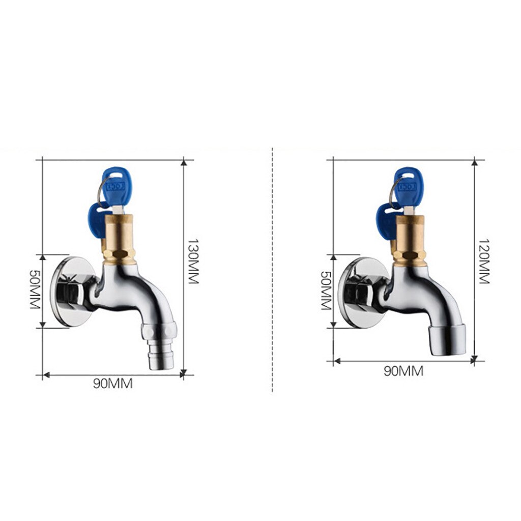Washing machine faucet with lock key Laundry Bathroom Wall Mounted Water Tap Garden Washing Machine Faucet slow-opening