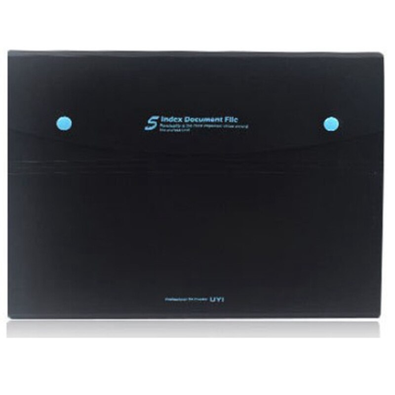 Expanding File Folder 5 Pockets Black Accordion A4 Folder Document Bag Office School Supply: BL