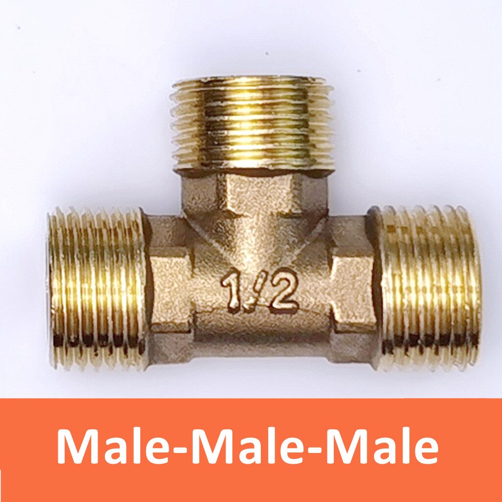 Encanamento pneumático encaixe de tubulação bronze macho/fêmea rosca 1/8 "1/4" 3/8 "1/2" bsp tipo t acessórios cobre água óleo gás adaptador: Male-M-M / 1inch