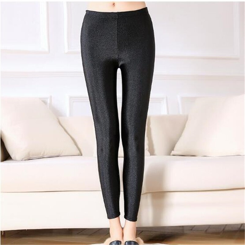 yuqung Black Womens Leggings shiny Lycra spandex legging workout Leggins Capris pants Fitness Nine Ankle length Pantalones: Default Title