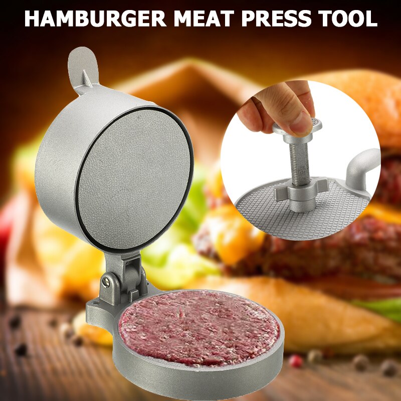 Justerbar aluminiumslegering hamburger kødpresseværktøj manuel burger oksekød bøf skimmel non-stick burger kød pie køkkenredskaber maker