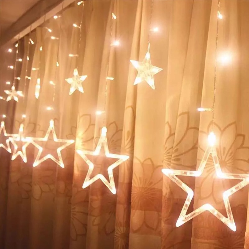 Kerst Led Fairy Lights Festoen Led String Lights Ster Guirlande Op Gordijn Indoor Boom Decoratie Bruiloft Licht