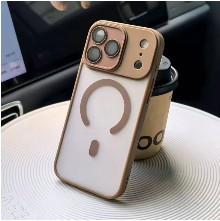 Original Matte Clear Lens Protect For Magsafe Phone Case For iPhone 17 17 Air 17Pro 17 Pro Max Magnetic Wireless Charge Cover: Gold / iPhone17