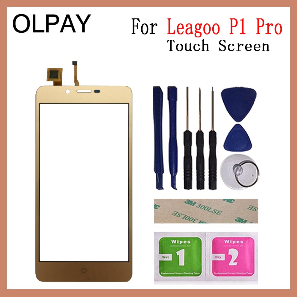 OLPAY 5.0 ''Mobiele Telefoon Touchscreen Voor Leagoo P1 Pro Touch Screen Digitizer Glas Panel Lens Sensor Glas Gratis Lijm + doekjes: Gold With Tools