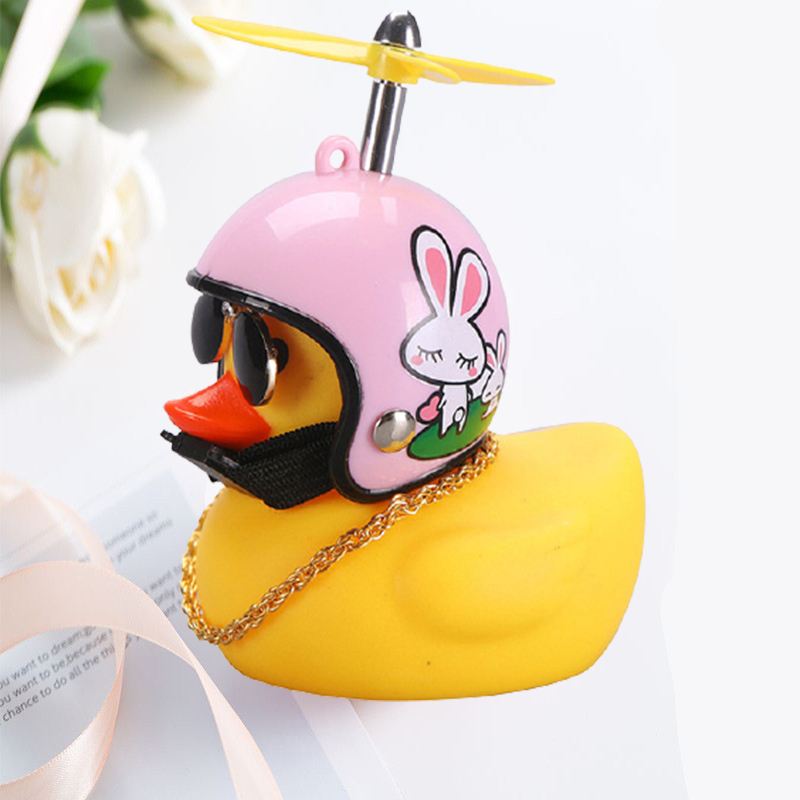 Pato de coche con casco, colgante de viento roto, pato amarillo pequeño, Motor de bicicleta de carretera, casco, accesorios de ciclismo sin luces: Marrón