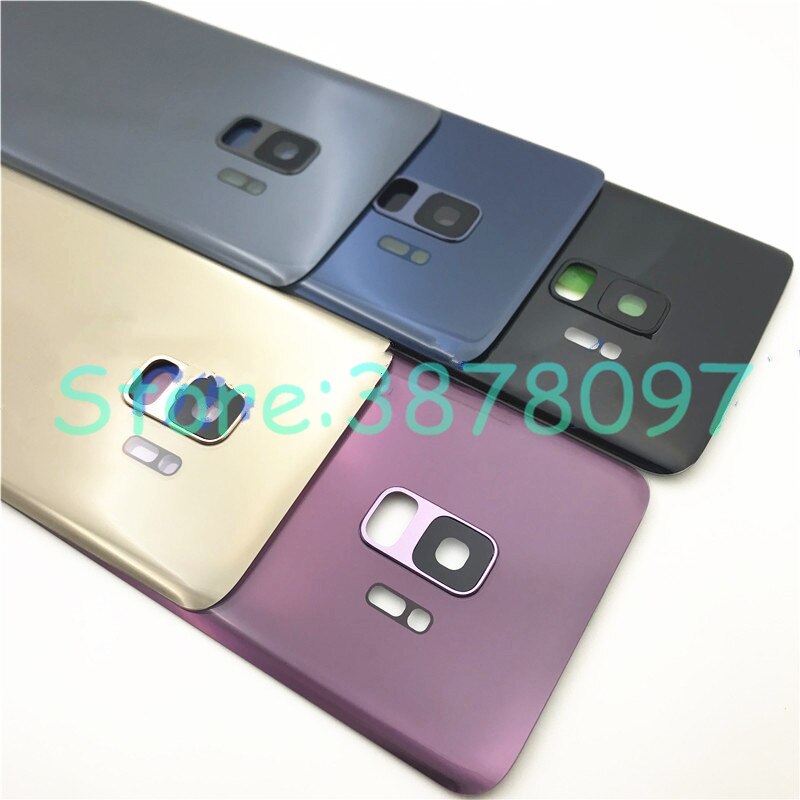 Neue Für Samsung Galaxy S9 G960F & S9 Plus G965 S9 + Zurück Batterie Abdeckung Tür Hinten Gehäuse Fall Ersetzen + hinten Kamera Glas Objektiv + Logo