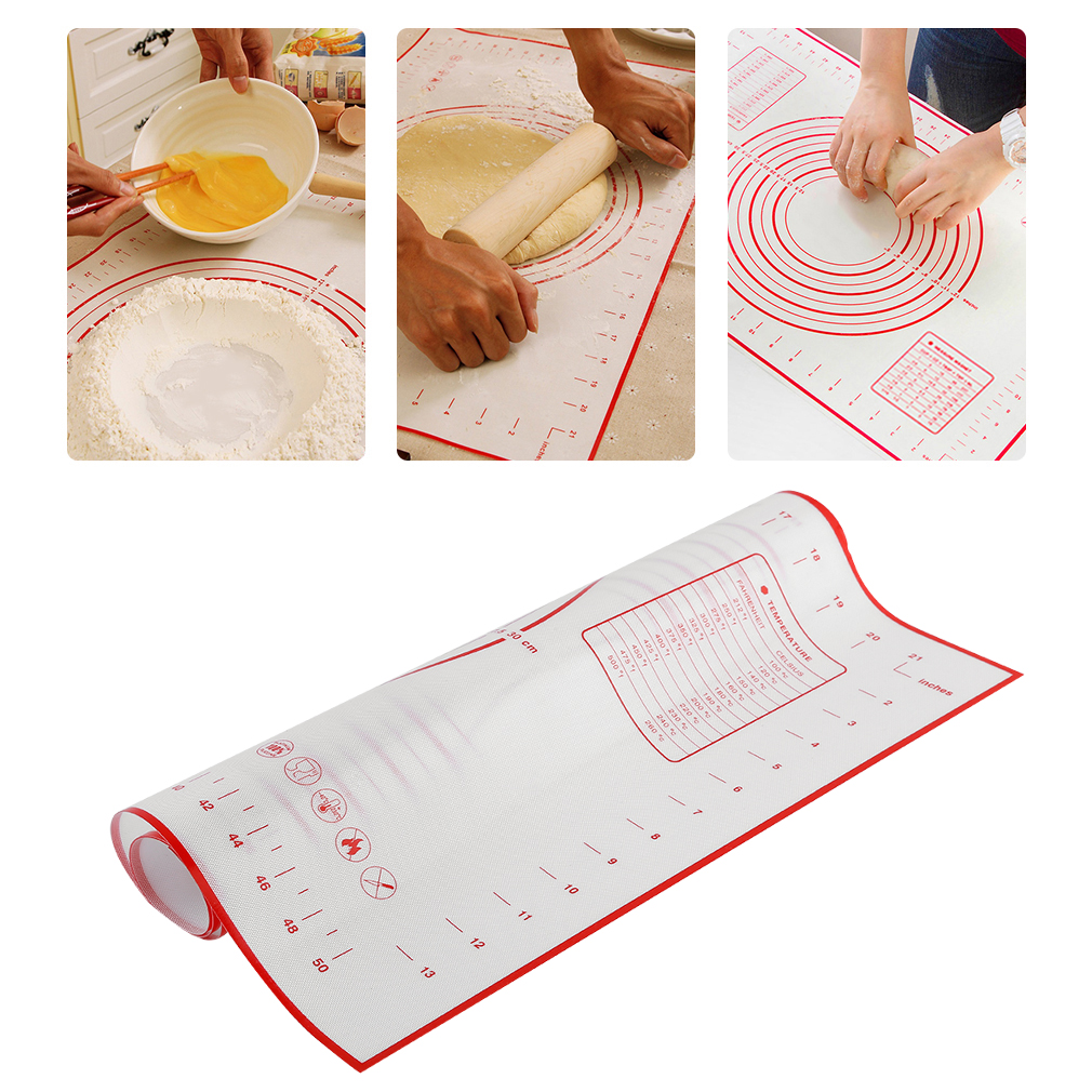60*40cm bord silikone bagemåtter dej rullende og skæreunderlag pizza dej fondant kage wienerbrød værktøjer