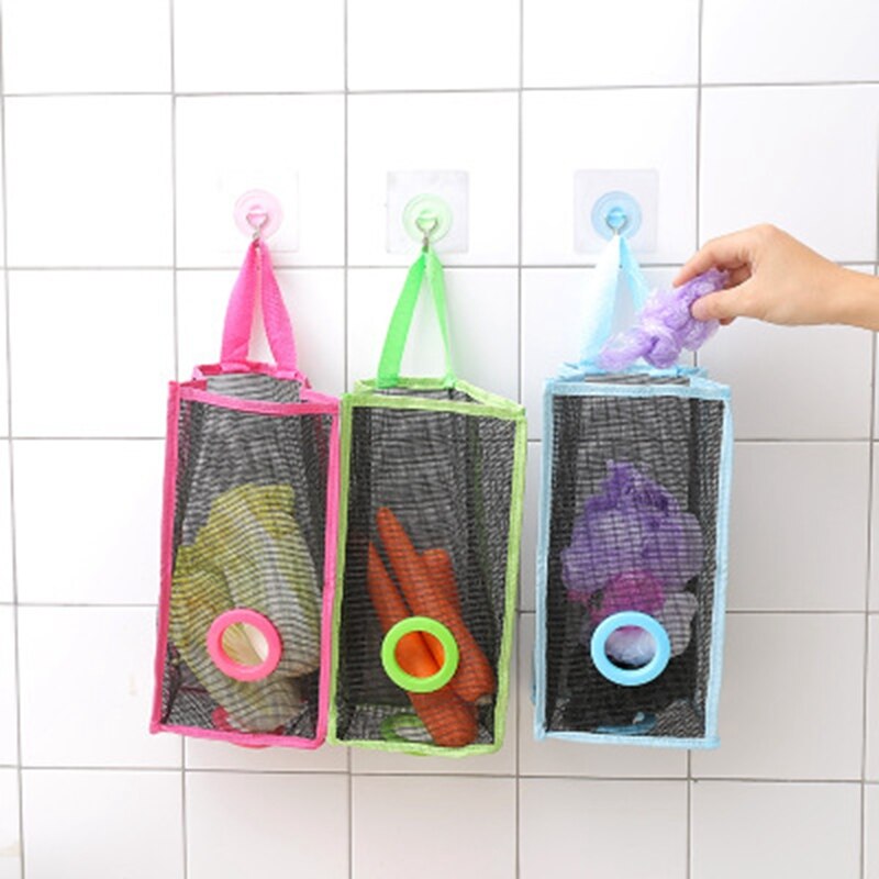 1Pc Plastic Garbag Bag Holder Stand Rubbish Trash Basket Wall Mounted Hanging Storage Box Organizer Rack Kitchen Accessories