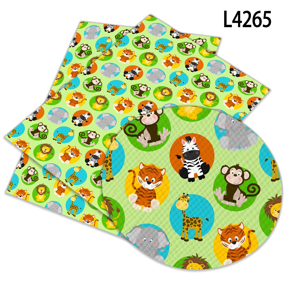 Feuilles de cuir synthétiques A4 22x30cm pour bricolage, imprimés de dessins animés d'animaux différents, fournitures de couture faites à la main, décor de vêtements: L4265