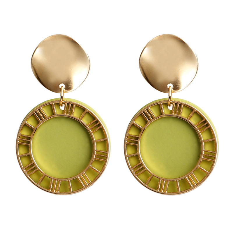 Trendy Zwarte Ronde Metalen Oorbel Voor Vrouwen Goud Glanzend Glad Lange Oorbellen Statement Sieraden Pendientes Bijoux: E949HUANG
