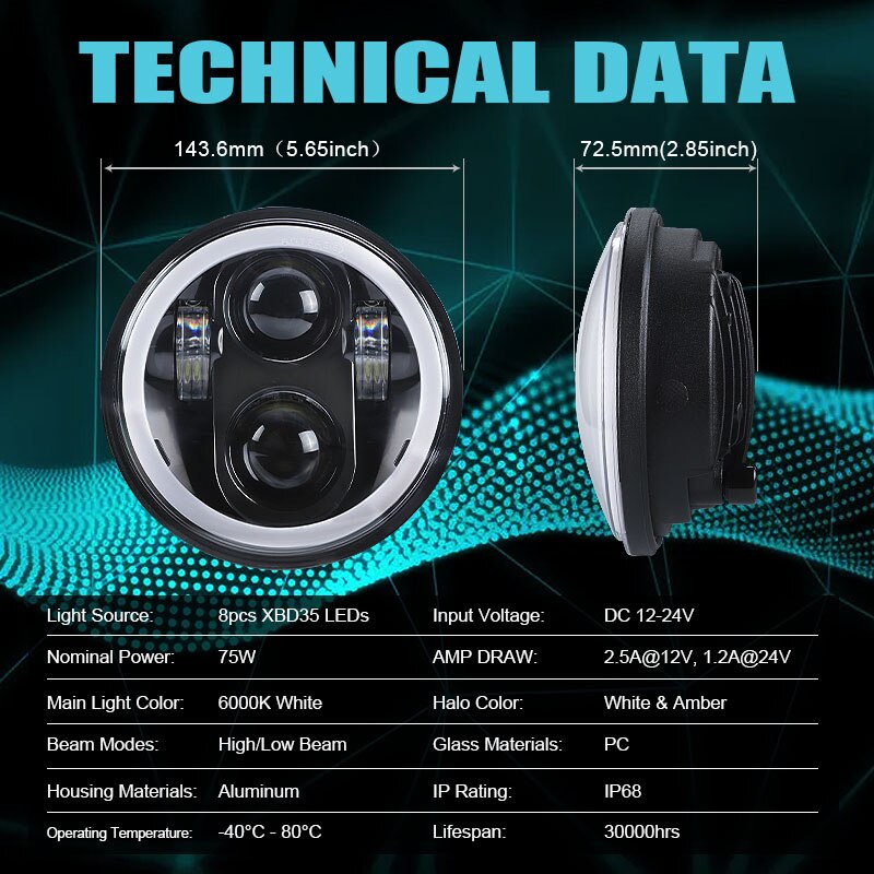 5.75 Inch Motorcycle LED Headlight Led DRL Headlamp Mini Turn Signal Indicator Light Blinker Lamp for Yamaha Suzuki Honda