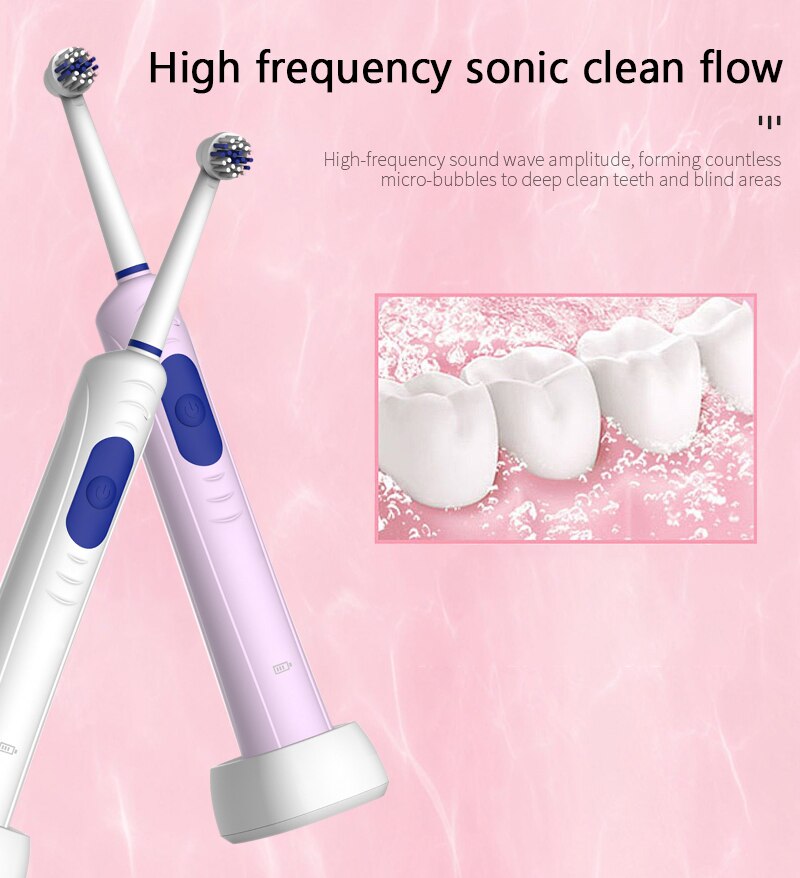 Electric Toothbrush Rechargeable Ultrasonic Rotating Toothbrush Fast Charge With 1 Heads Replacement Adult Waterproof TSLM1