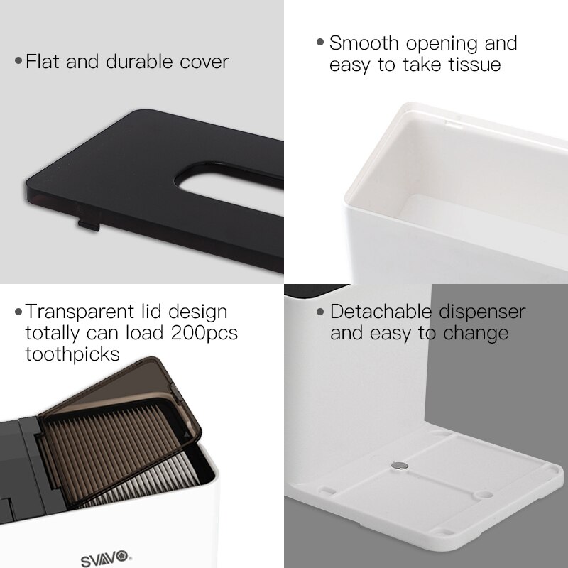 SVAVO Smart Toothpick Dispenser Multifuntional Household Automatic Toothpick holder with Tissue Holder Storage Box