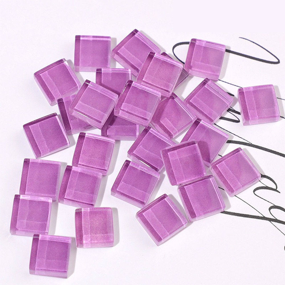 50PCS Mixed Color Glitter Glass Mosaic Grain Tiles Crafts For Stepping Stones Puzzle Garden Decor Hand Mosaics Flowerpots Making: PURPLE