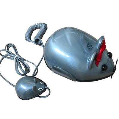 Simpatico topolino telefono con filo creativo casa ufficio telefono fisso fisso, tastiera illuminata, decorazione del telefono-rosso, bianco, grigio: grigio